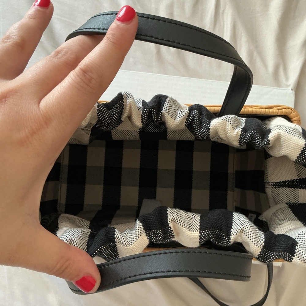 Kate Spade Sam Gingham Wicker Medium Satchel - Picture 5 of 10
